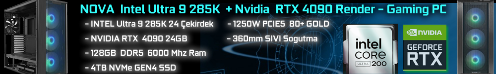 Nova Ultra 9 285K RTX 4090 Render Bilgisayar